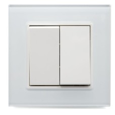 Intrerupator Dublu Alb cu Rama din Sticla